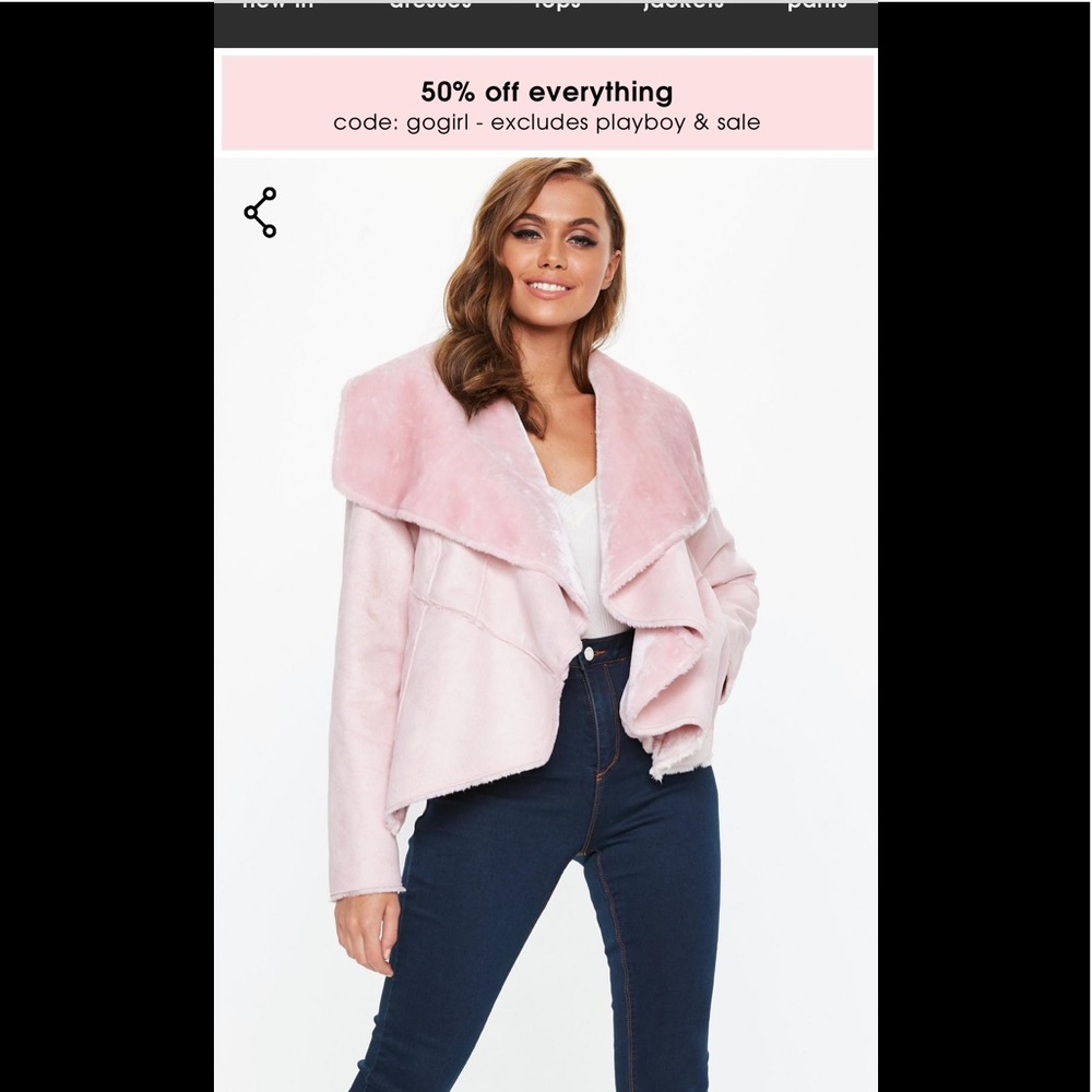 Nwt missguided pink shearling jacket
